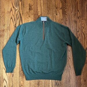 Peter Millar Forest Green Quarter Zip-Up Sweater